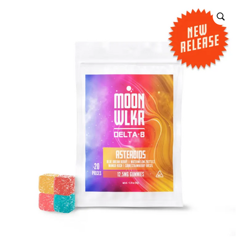 Moonwlkr Delta 8 Gummy Bags 250mg bag 20ct. Asteroids (Mixed Flavors)