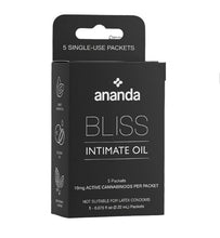 Load image into Gallery viewer, Bliss Intimate Oil CBD Infused Individual Use 10mg Pack - 5 Packs Per Box