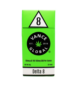 Vance Global Delta 8 THC Hemp Smokes 50MG D8 100MG CBD Carton 10 Packs