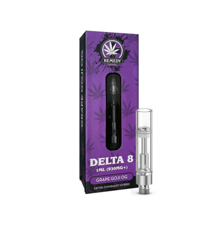 Remedy CBD Delta 8 THC Vape Cartridge - Hemp Derived - 1 gram - Grape Goji OG - Sativa - Dominant Hybrid