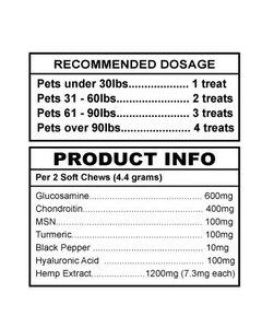 Dr. Yinzy's CBD Pet Treats Hip and Joint 16oz 1200mg