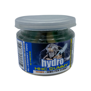 Hydro HHC Gummies 10 ct 50mg Per Gummy Jars Blueberry Ring