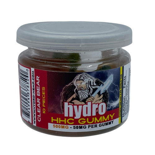 Hydro HHC Gummy 500MG - 50MG Per Gummy - Clear Bears Jar 10ct