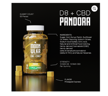 Load image into Gallery viewer, Moonwlkr Delta-8 THC + CBD Gummies – Pandora Pineapple Express 12.5mg Delta 8 THC and 12.5mg of CBD 50Pcs