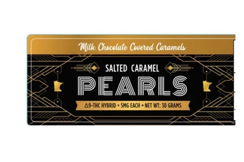 CBD Salted Caramel Pearls Delta 9 THC Hybrid Milk Chocolate 30mg 5mg 6 pcs